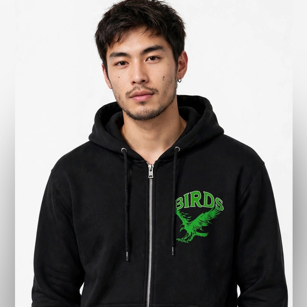 Mast3r fashion black & green birds hoodie zip